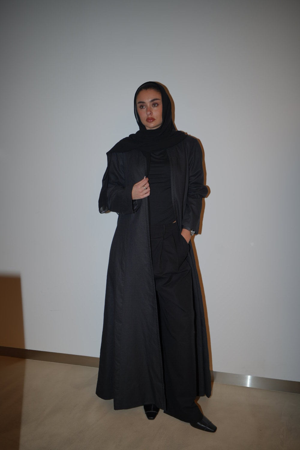 DENIM CARDIGAN LONG SLEEVE DRESS