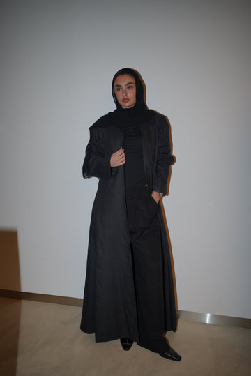 DENIM CARDIGAN LONG SLEEVE DRESS