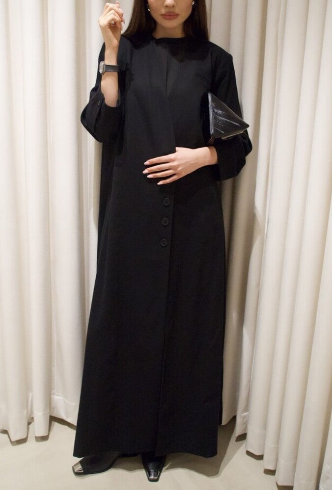 5 BUTTON LINEN ABAYA #013