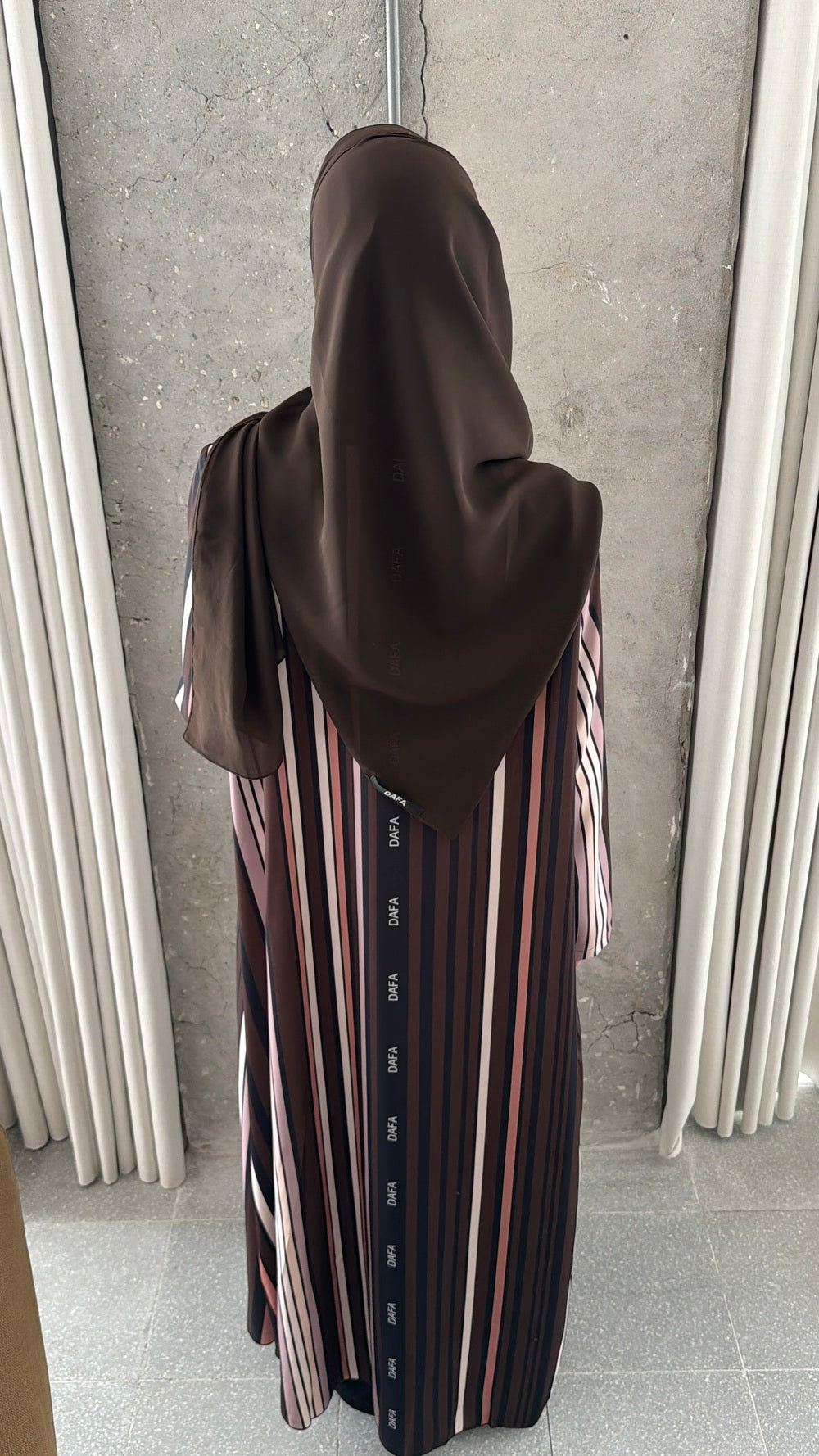 BROWN STRIPE ABAYA(#068)