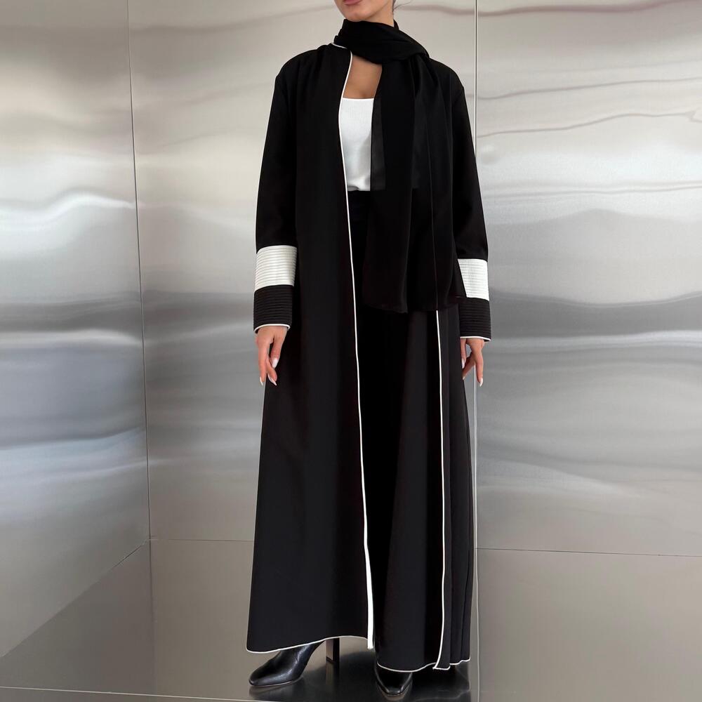 RIBBED CUFFS ABAYA #005