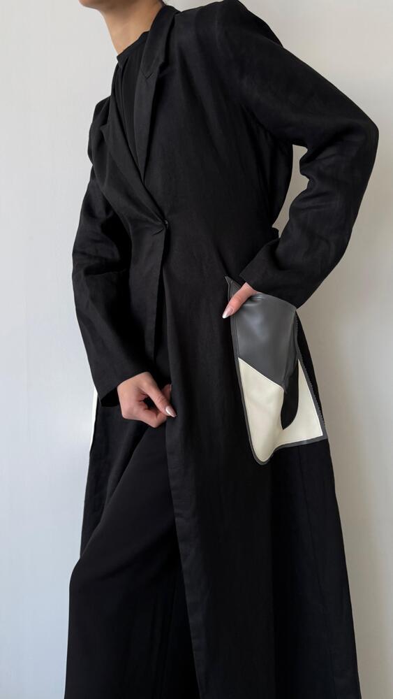 DAFA POCKET LEATHER COAT #009