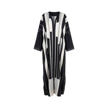 SIMPLE WHITE/BLACK ABAYA/#059